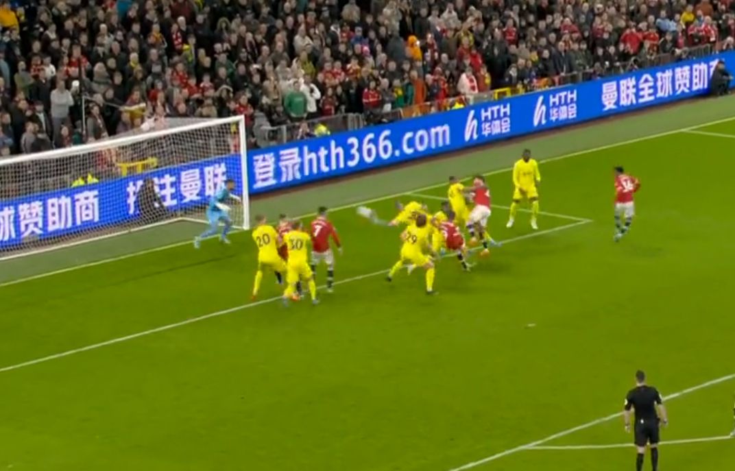 Raphael Varane volleys home his first Manchester United goal