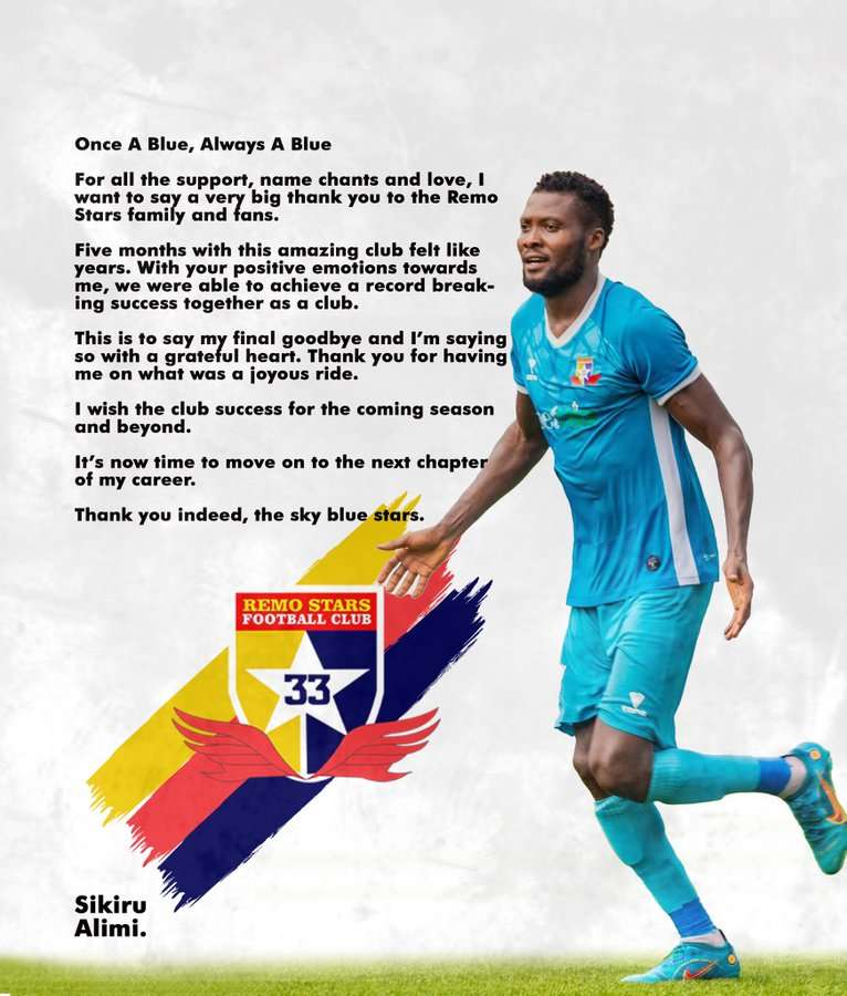 Remo Stars Striker says Goodbye Remo Stars Striker says Goodbye