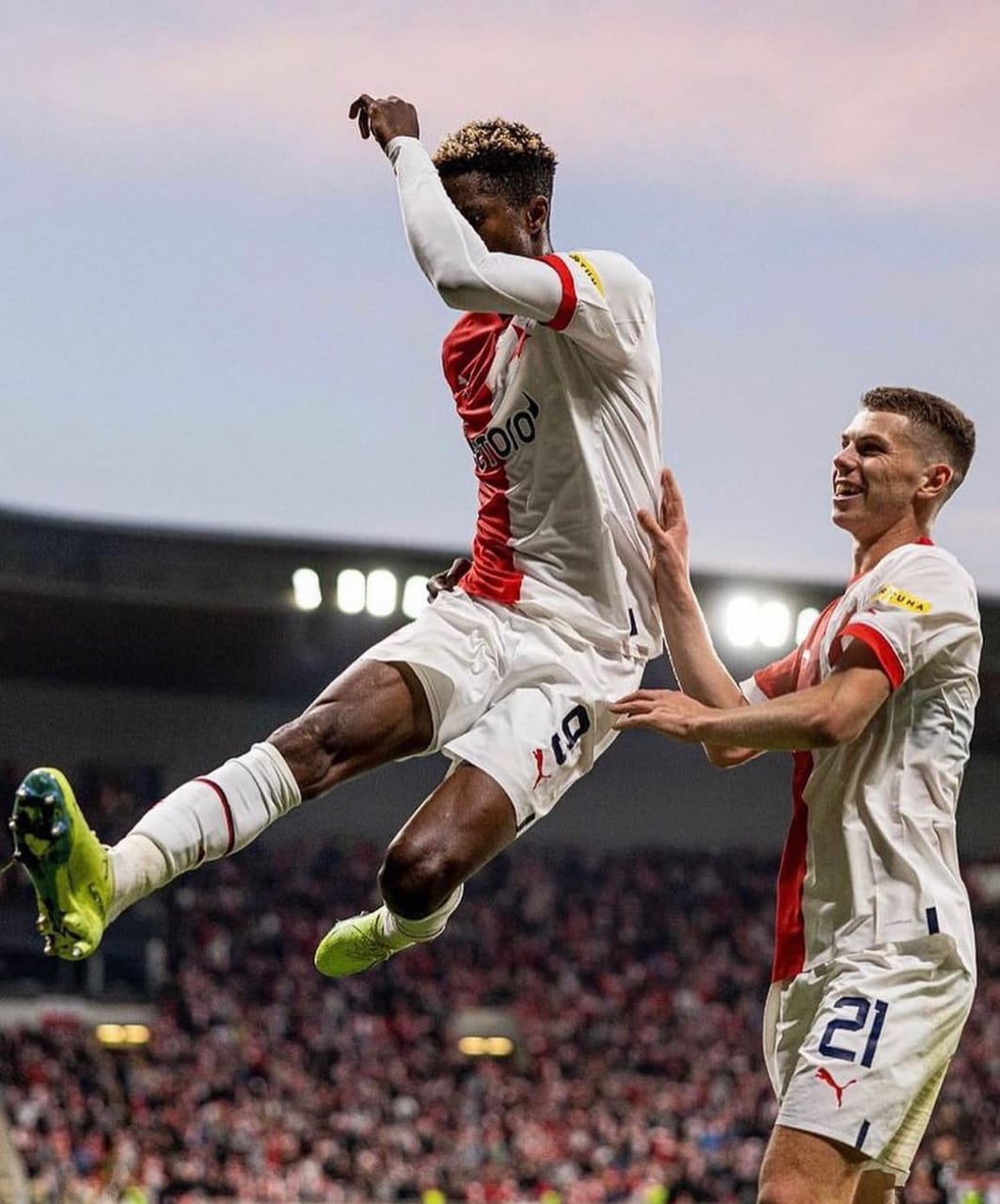 Peter Olayinka Reacts After Making European History With Slavia Praha Peter Olayinka Reacts After Making European History With Slavia Praha