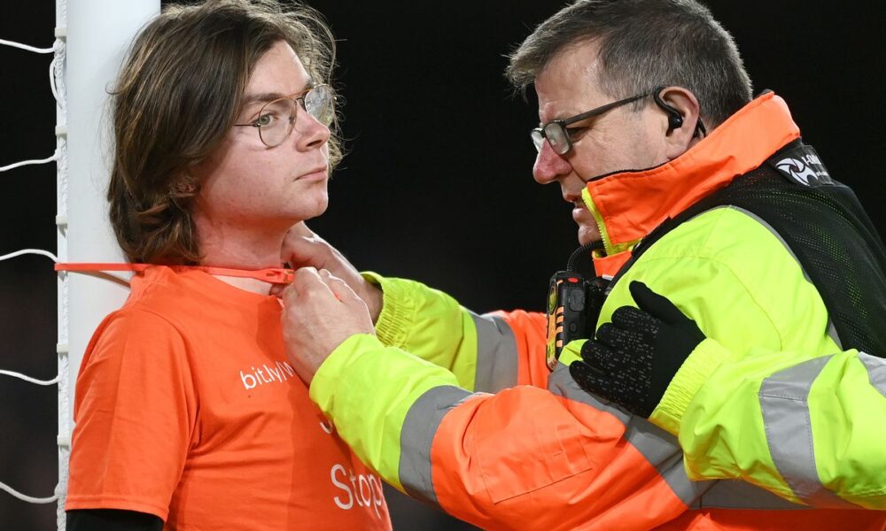 Protester sentenced for tying himself to goalpost in Premier League match
