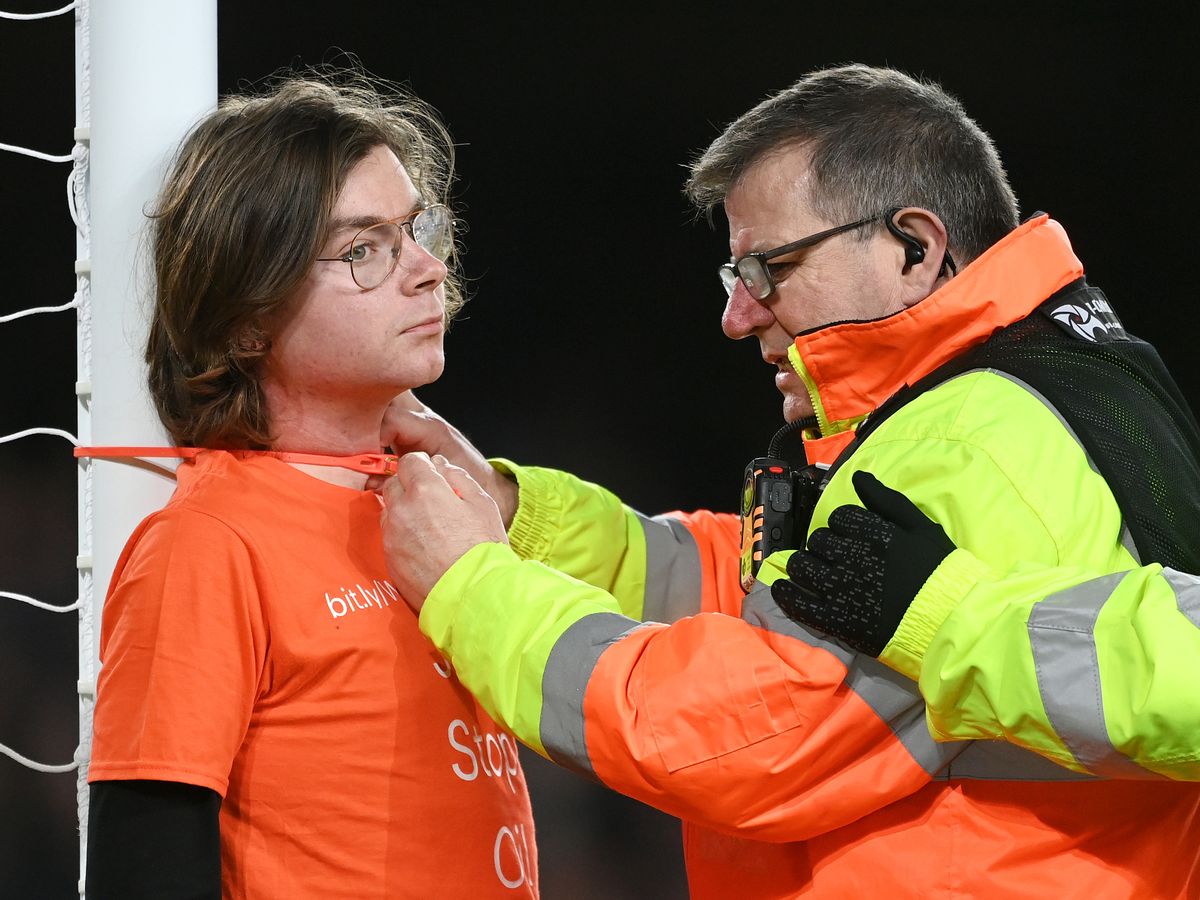 Protester sentenced for tying himself to goalpost in Premier League match Protester sentenced for tying himself to goalpost in Premier League match