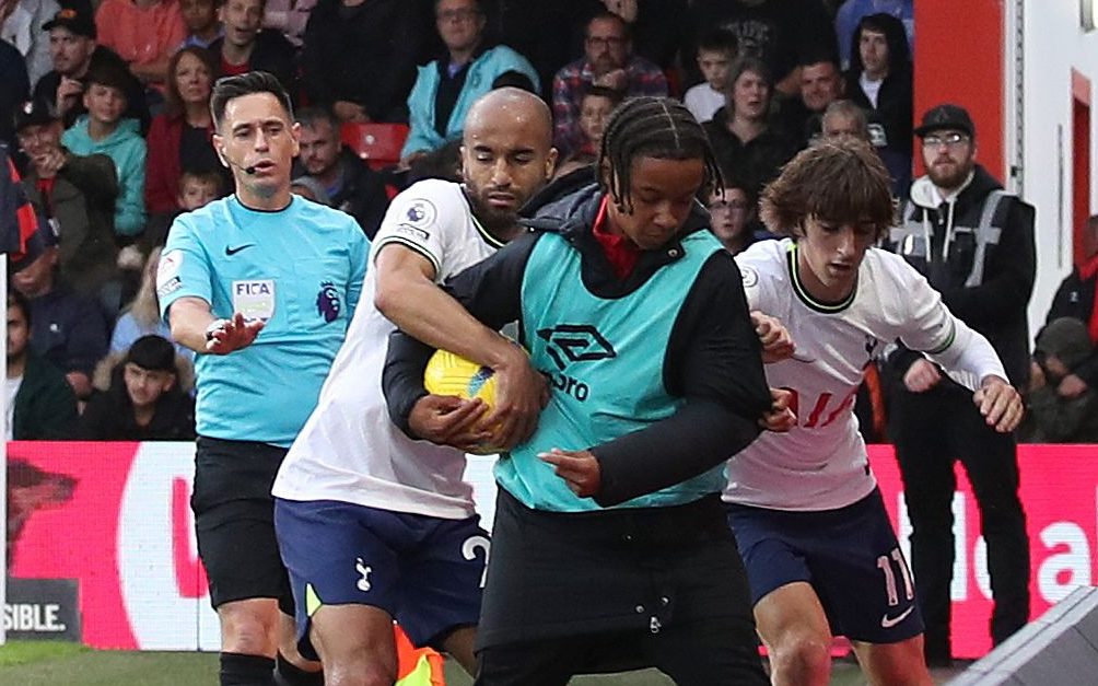 Visibly upset ball boy removed from the ground after altercation with Lucas Moura against Bournemouth