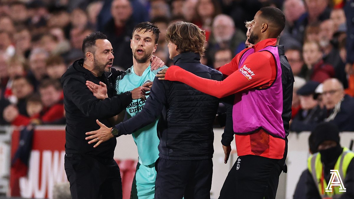Frank and De Zerbi clash during Brentford vs Brighton