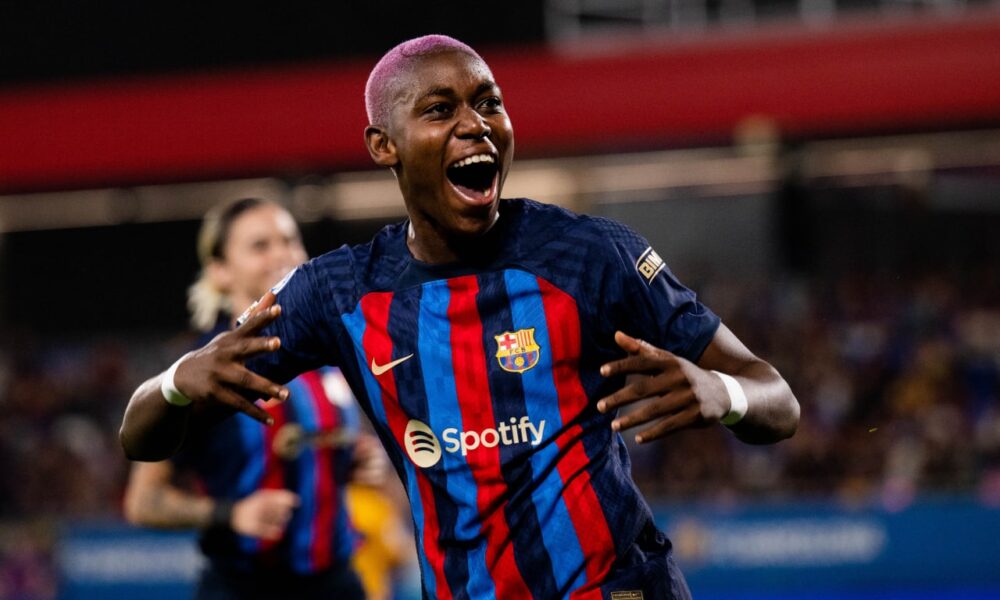 Oshoala grabs brace of goals, assists in Barcelona thumping of Ucheibe’s SL Benfica