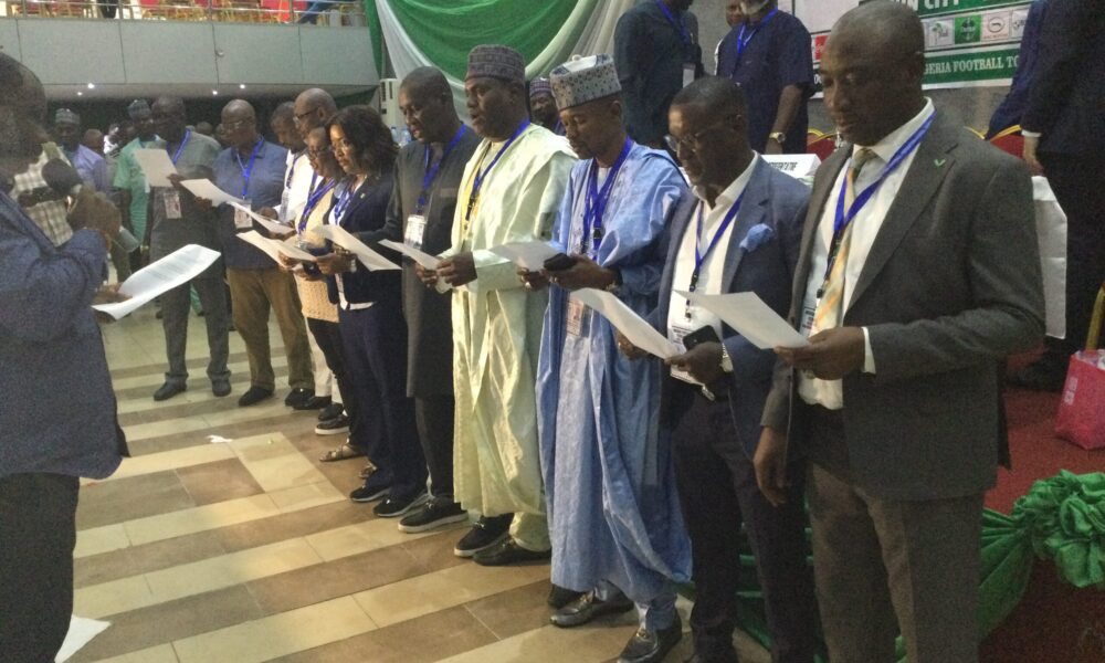 CHIEF ALEX WUKARI CONGRATULATES ALHAJI IBRAHIM GUSAU AS HE EMERGES NFF PRESIDENT CHIEF ALEX WUKARI CONGRATULATES ALHAJI IBRAHIM GUSAU AS HE EMERGES NFF PRESIDENT