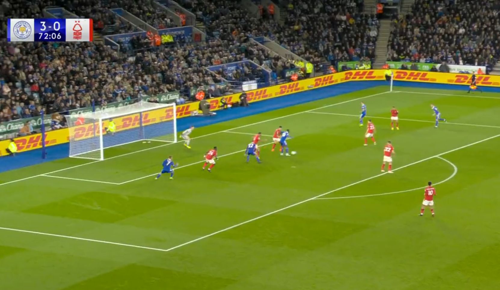 Cheeky showboat finish from Daka makes it four for Leicester