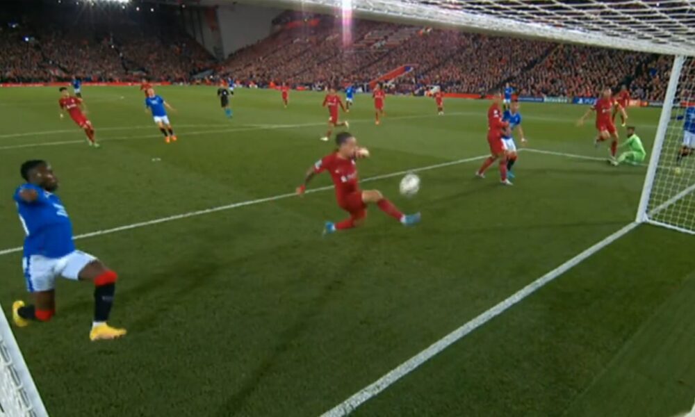 Tsimikas denies Rangers goal with sensational goal line clearance