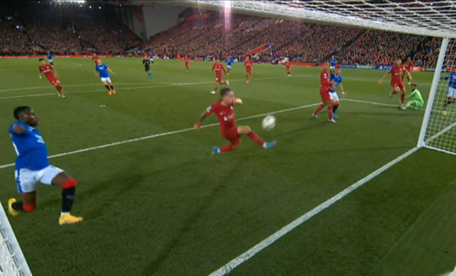 Tsimikas denies Rangers goal with sensational goal line clearance Tsimikas denies Rangers goal with sensational goal line clearance