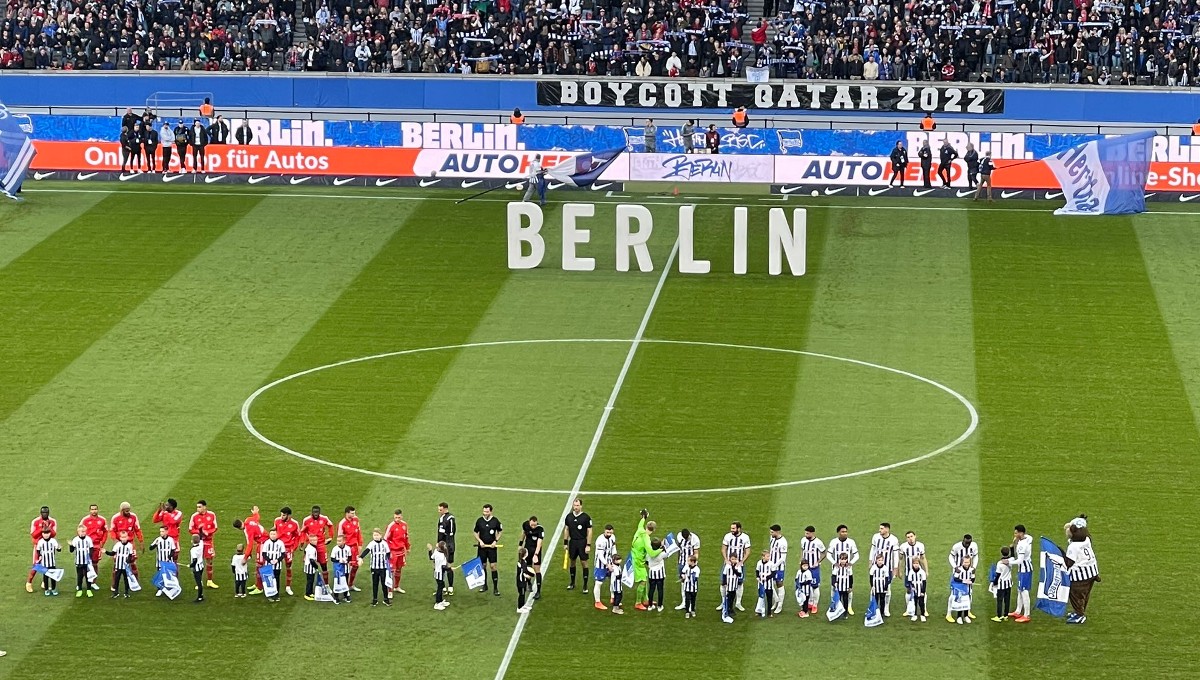 Chidera Ejuke shows sparks in Hertha’s defeat to Bayern as Bundesliga fans raise ‘Boycott Qatar’ banners Chidera Ejuke shows sparks in Hertha’s defeat to Bayern as Bundesliga fans raise ‘Boycott Qatar’ banners