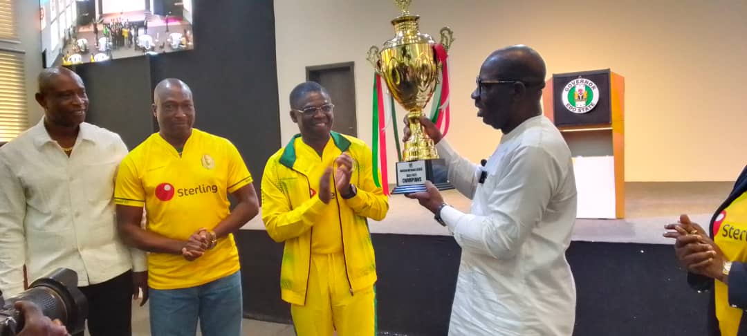 Gov. Obaseki Receives Victorious Bendel Insurance As Team Presents NNL Trophy, Promises Improved Pay Packages, Bus And Camp Facilities Gov. Obaseki Receives Victorious Bendel Insurance As Team Presents NNL Trophy, Promises Improved Pay Packages, Bus And Camp Facilities