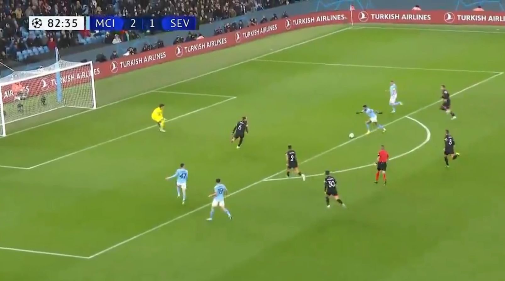 Riyad Mahrez rifles Man City into 3-1 lead after Sevilla mistake