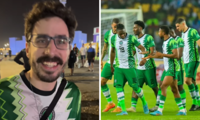 Watch: “Naija dey here,” – says a foreign supporter as he admires a Nigerian jersey