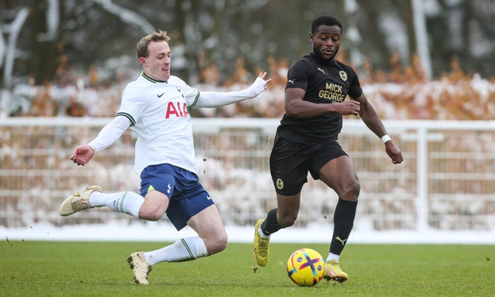 Peterborough’s David Ajiboye on target against Tottenham Hotspur