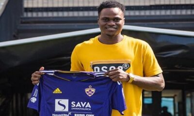 Ishaq Rafiu reacts after inspiring Maribor to Europa Conference League playoffs