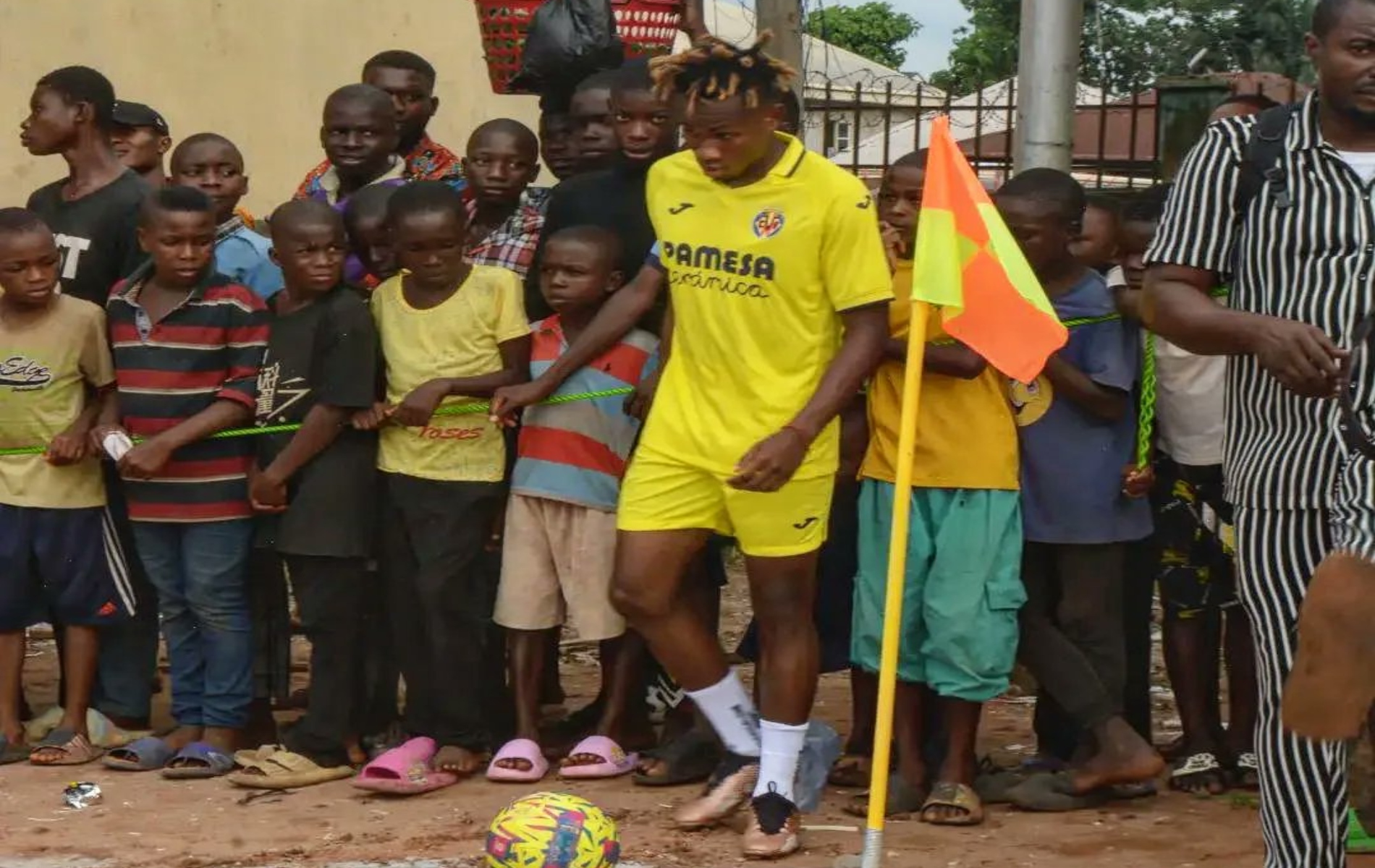 Wantaway Villarreal star Samuel Chukwueze enjoys football with childhood friends