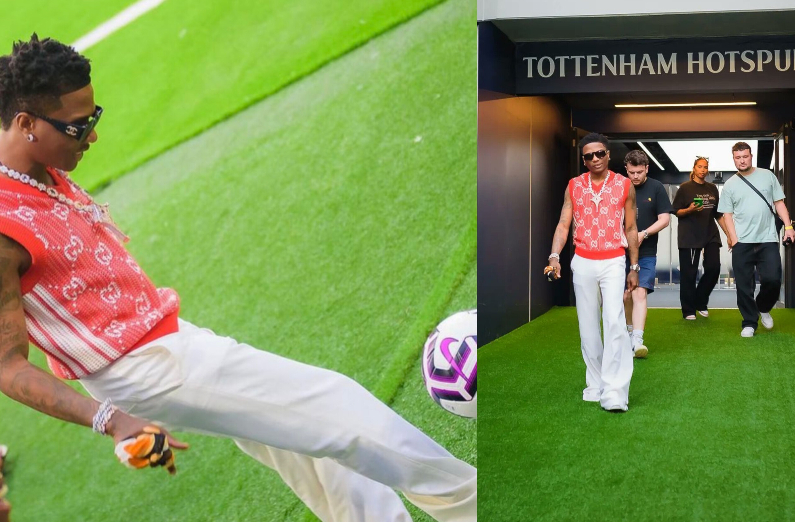 Nigerian music icon Wizkid shows off football skills at Tottenham Stadium Nigerian music icon Wizkid shows off football skills at Tottenham Stadium