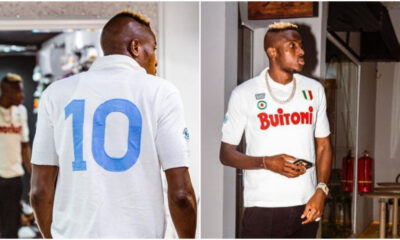 Victor Osimhen shows off 1988 Napoli kit amid transfer rumours