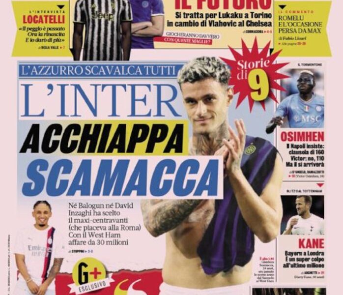 Today’s Papers – Inter catch Scamacca, Vlahovic for Lukaku