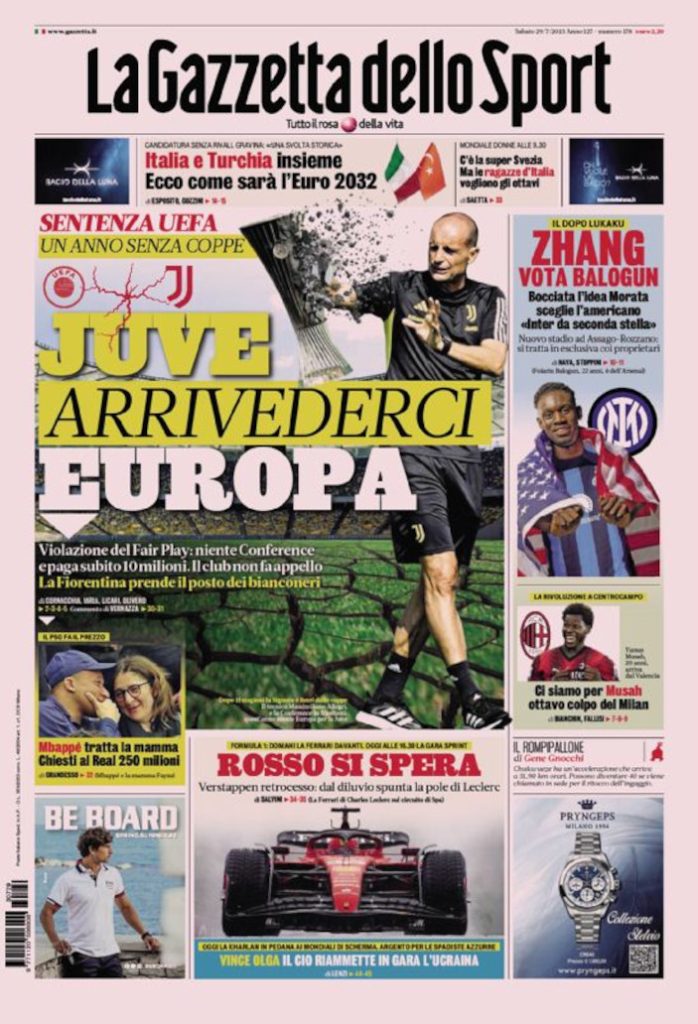 Today’s Papers – Juve, arrivederci Europe, Italy and Turkey Euro 2023 Today’s Papers – Juve, arrivederci Europe, Italy and Turkey Euro 2023