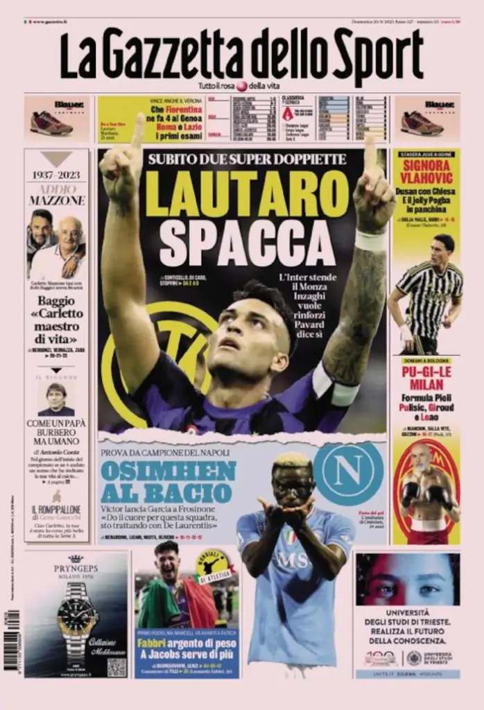 Today’s Papers – Osi and Lautaro centre stage, goodbye Mazzone Today’s Papers – Osi and Lautaro centre stage, goodbye Mazzone