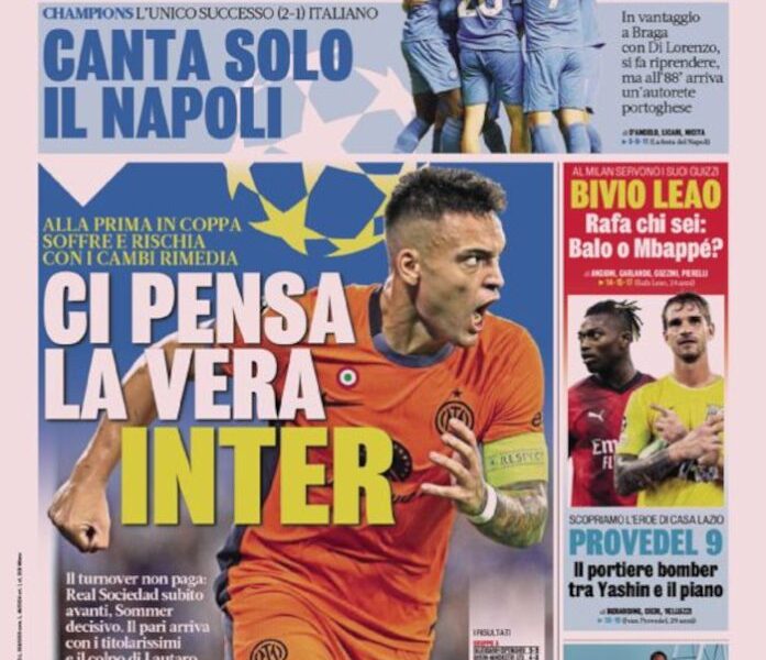 Today’s Papers – Lautaro saviour, only Napoli sings, electric Juve