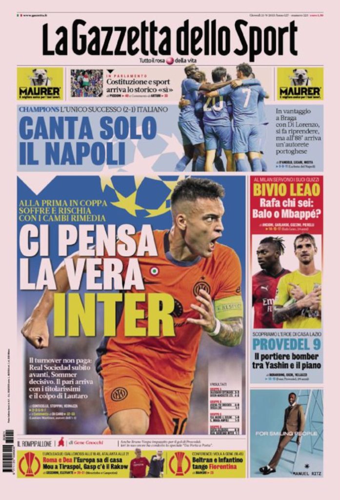 Today’s Papers – Lautaro saviour, only Napoli sings, electric Juve Today’s Papers – Lautaro saviour, only Napoli sings, electric Juve