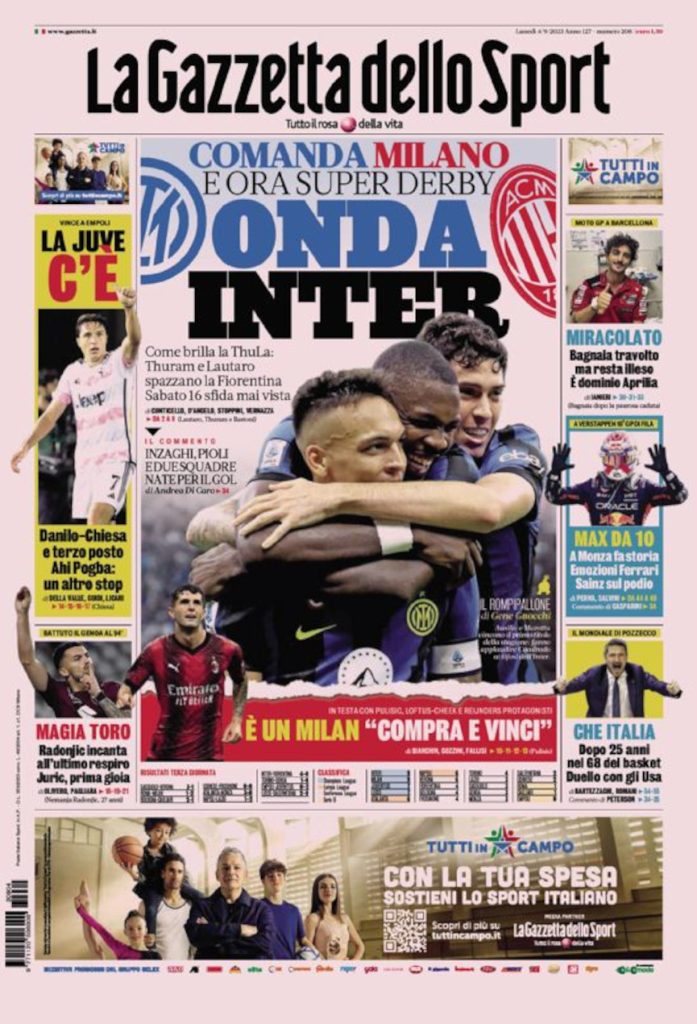 Today’s Papers – Inter ride the wave, Juve back on track Today’s Papers – Inter ride the wave, Juve back on track
