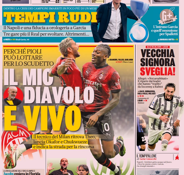 Today’s Papers – Pressure mounts on Rudi Garcia, Milan alive in title race Today’s Papers – Pressure mounts on Rudi Garcia, Milan alive in title race