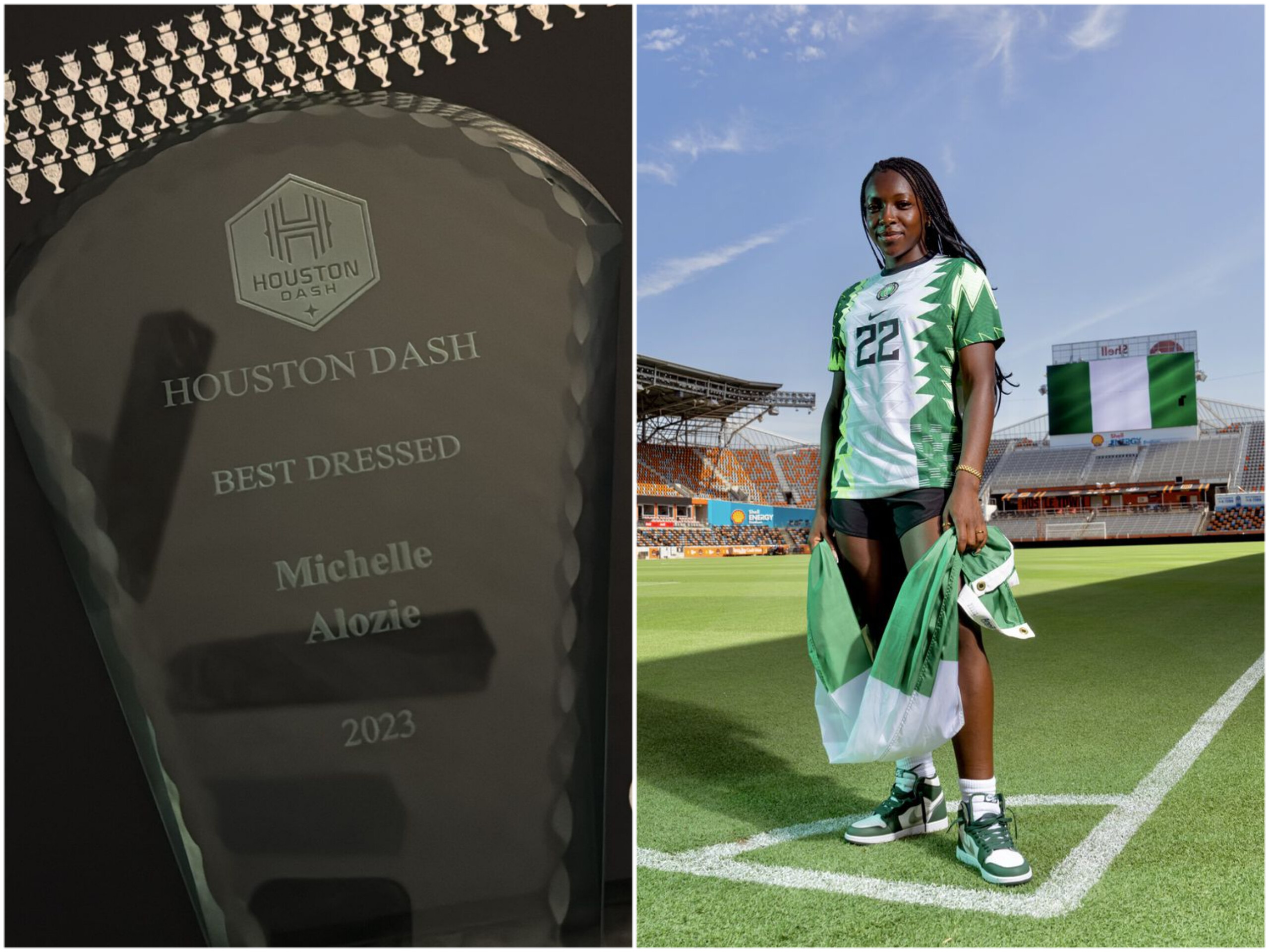 Michelle Alozie: Nigeria defender wins best dressed award Michelle Alozie: Nigeria defender wins best dressed award