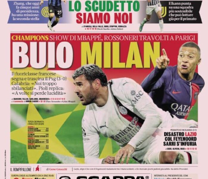 Today’s Papers – Mbappe sinks Milan, Lazio crumble Today’s Papers – Mbappe sinks Milan, Lazio crumble