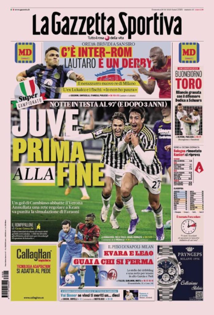 Today’s Papers – Juve to the end, It’s Inter-Rom, Napoli-Milan crossroads Today’s Papers – Juve to the end, It’s Inter-Rom, Napoli-Milan crossroads