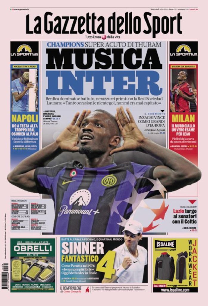 Today’s Papers – Inter have Thuram, Napoli on Real Madrid level Today’s Papers – Inter have Thuram, Napoli on Real Madrid level