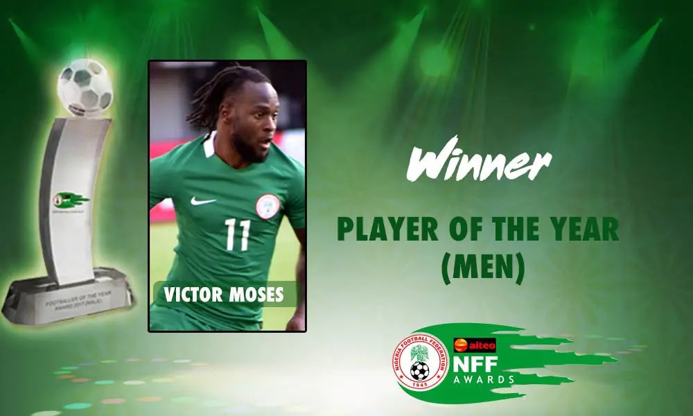 Victor Moses Expresses Pride in Receiving NFF Player of the Year Award