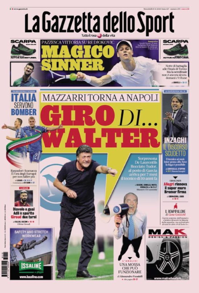 Today’s Papers – Mazzarri returns to Napoli, Juve fever, Italy need strikers Today’s Papers – Mazzarri returns to Napoli, Juve fever, Italy need strikers