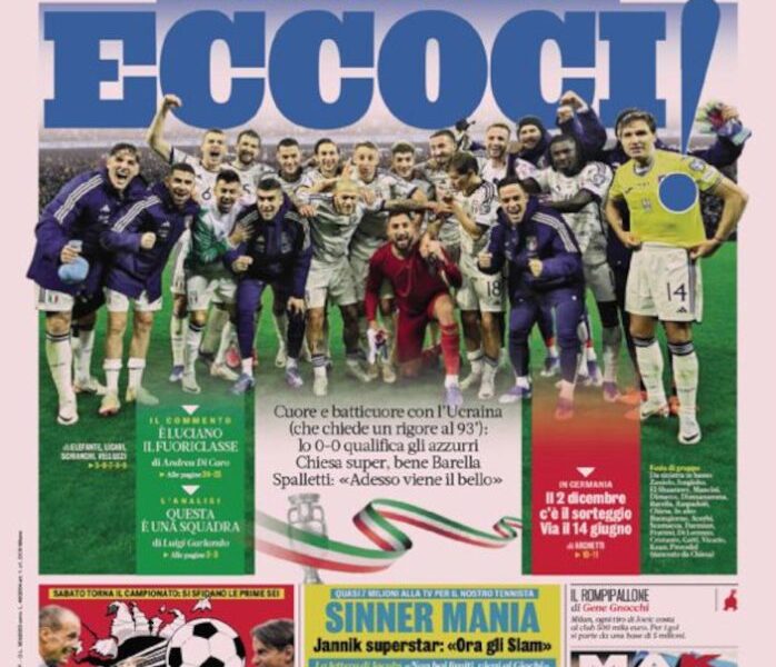 Today’s Papers – Here we go, Italy will be at EURO 2024 Today’s Papers – Here we go, Italy will be at EURO 2024