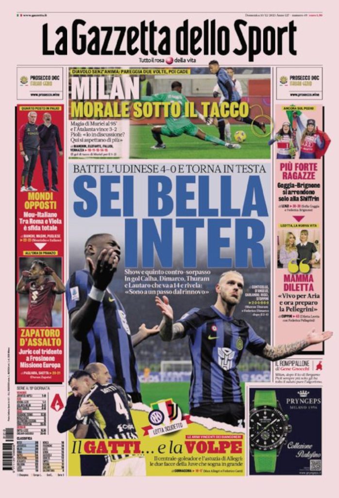 Today’s Papers – Beautiful Inter, Muriel heel crushes Milan Today’s Papers – Beautiful Inter, Muriel heel crushes Milan