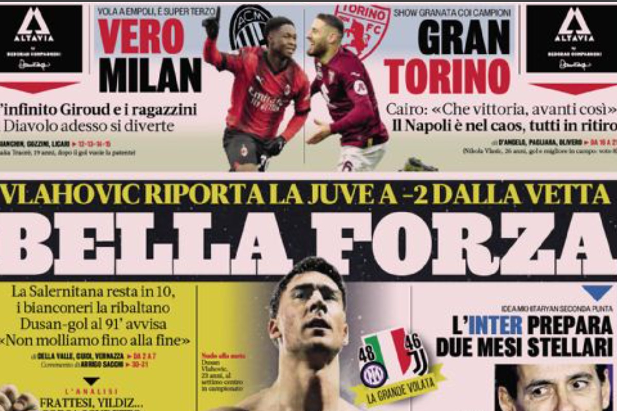 Today’s Papers – Juve show of strength, real Milan, Napoli chaos Today’s Papers – Juve show of strength, real Milan, Napoli chaos
