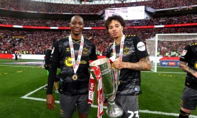 Joe Aribo celebrates Premier League promotion with Southampton