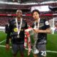 Joe Aribo celebrates Premier League promotion with Southampton