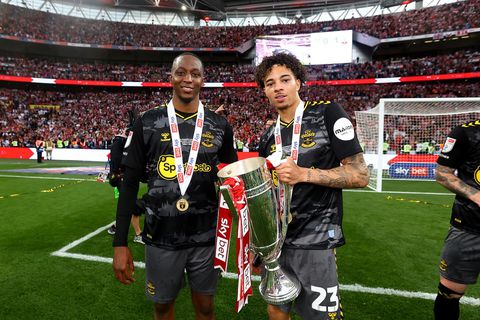 Joe Aribo celebrates Premier League promotion with Southampton