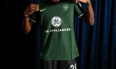 Uchenna Kanu models Racing Louisville’s new kit