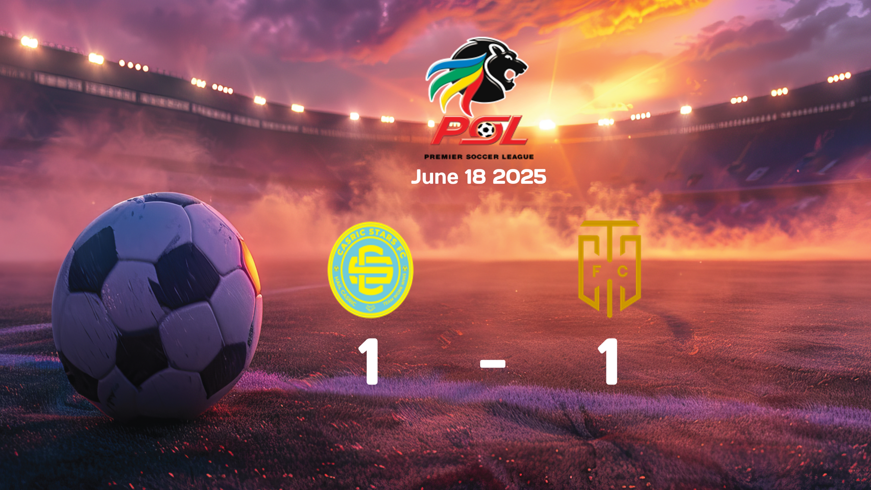 Casric Stars vs Cape Town City Ends in 1-1 Draw in Premier Soccer League Match on June 18, 2025 Casric Stars vs Cape Town City Ends in 1-1 Draw in Premier Soccer League Match on June 18, 2025