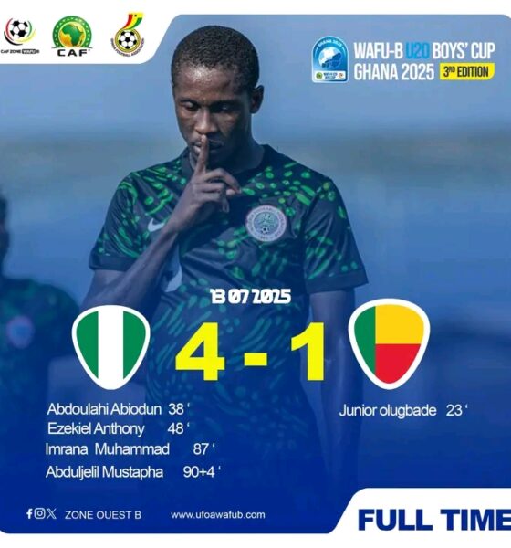 Flying Eagles soar into WAFU-B Semifinals after comeback win over Benin Republic