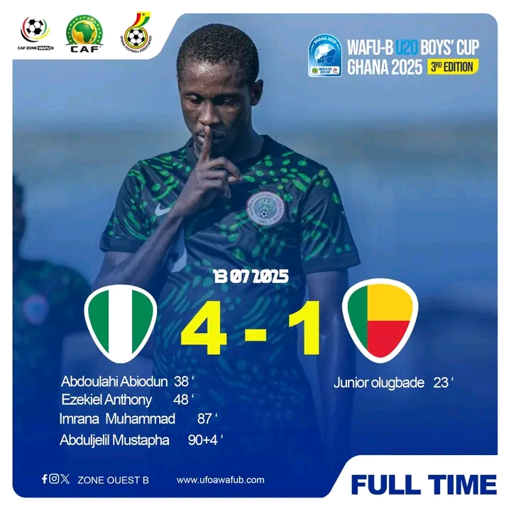 Flying Eagles soar into WAFU-B Semifinals after comeback win over Benin Republic Flying Eagles soar into WAFU-B Semifinals after comeback win over Benin Republic