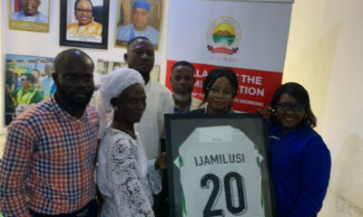 Super Falcons star Folashade Ijamilusi presents memorabilia to Ekiti State Government after WAFCON triumph