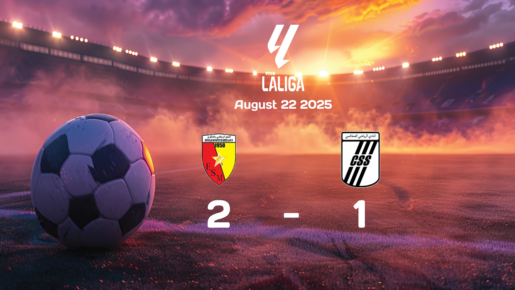 ES Metlaoui Secures Victory Against CS Sfaxien with 2-1 Win in Ligue 1 Clash on August 22, 2025 ES Metlaoui Secures Victory Against CS Sfaxien with 2-1 Win in Ligue 1 Clash on August 22, 2025