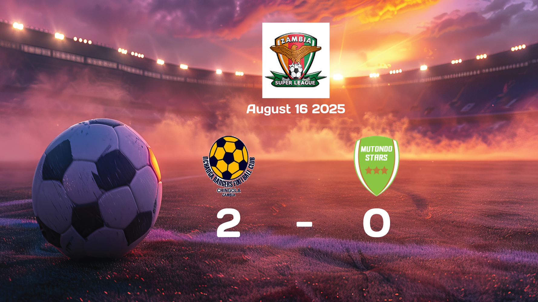 Nchanga Rangers Outshine Mutondo Stars 2-0 in Exciting Super League Match on August 16, 2025 Nchanga Rangers Outshine Mutondo Stars 2-0 in Exciting Super League Match on August 16, 2025