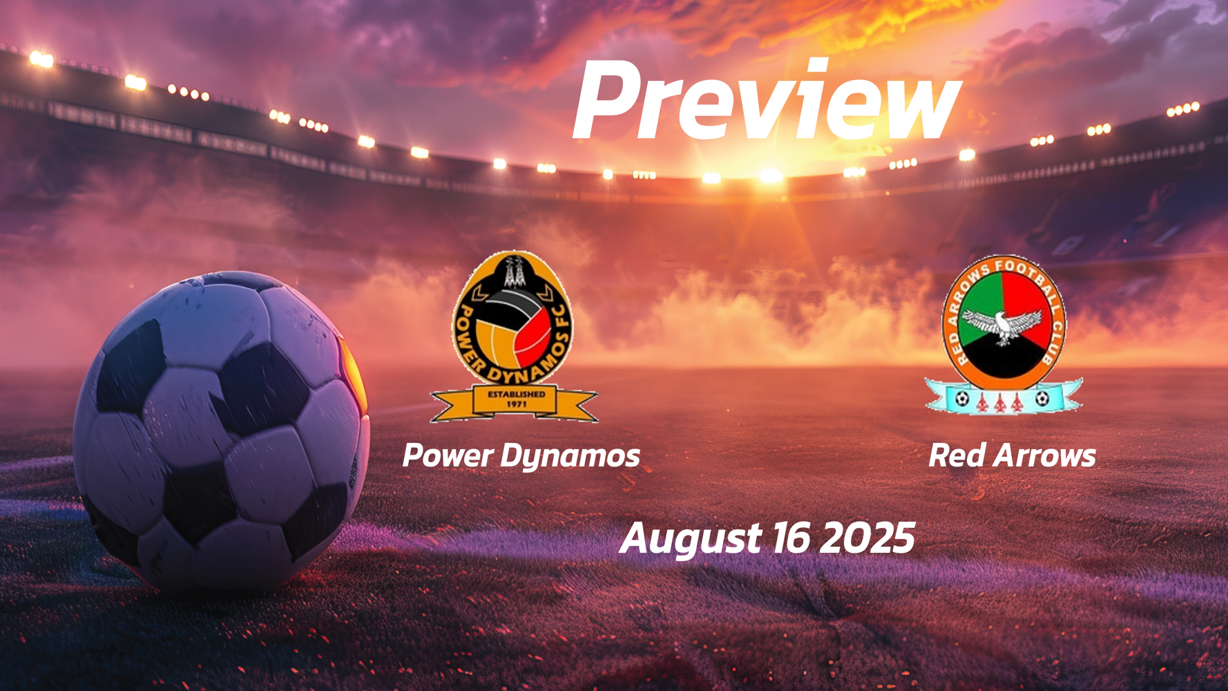 Power Dynamos vs Red Arrows: Preview – Team News, Line-ups, Prediction and Tips | August 16 13:00 (GMT) Power Dynamos vs Red Arrows: Preview – Team News, Line-ups, Prediction and Tips | August 16 13:00 (GMT)
