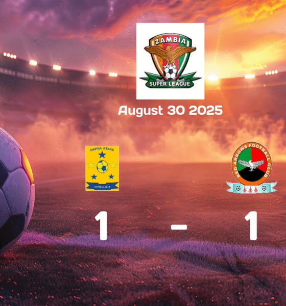 NAPSA Stars vs Red Arrows Ends in 1-1 Draw in Exciting Super League Match on 2025-08-30