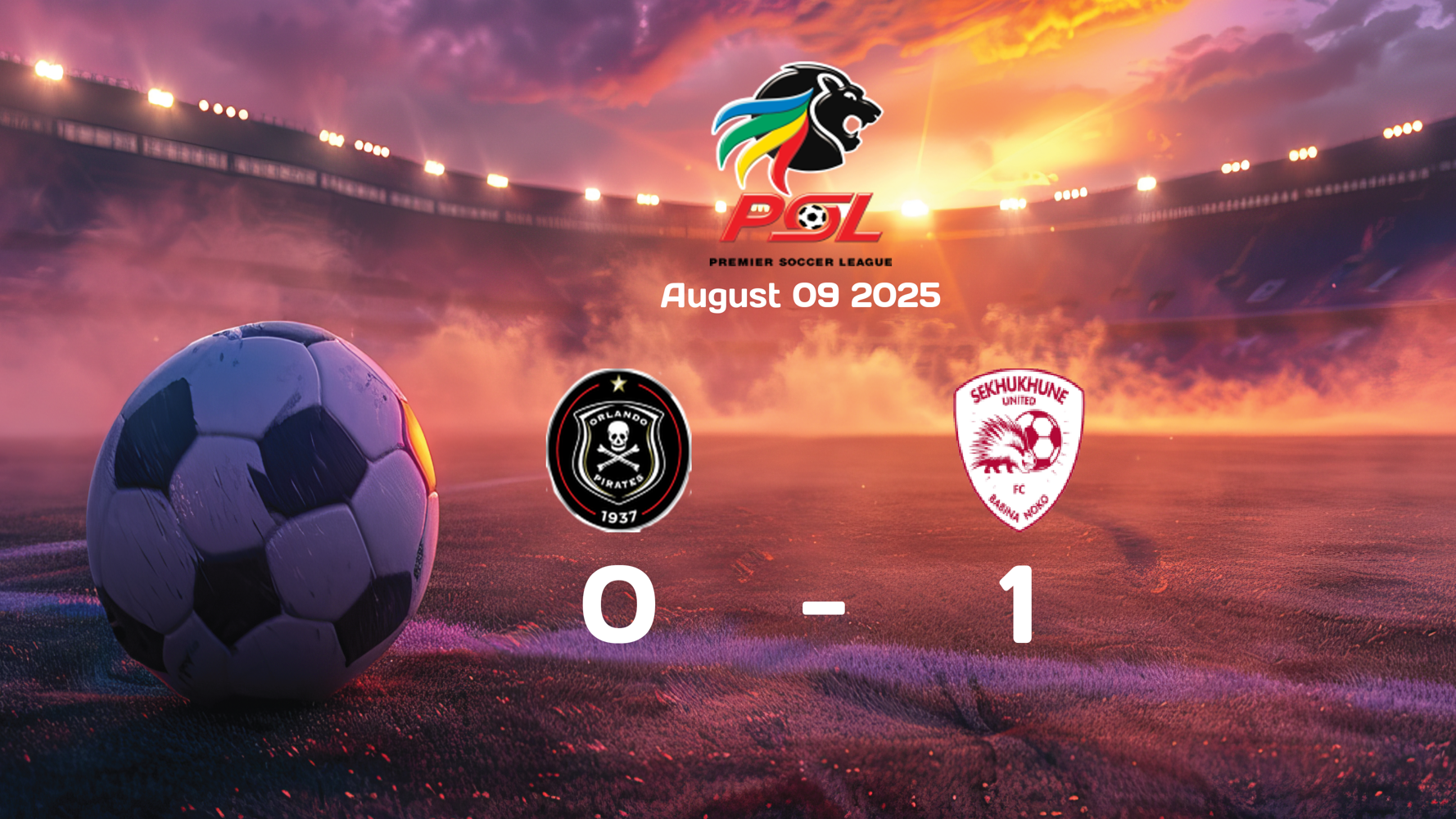 Orlando Pirates vs Sekhukhune United 0:1 Match Result in Premier Soccer League, August 9, 2025 Orlando Pirates vs Sekhukhune United 0:1 Match Result in Premier Soccer League, August 9, 2025